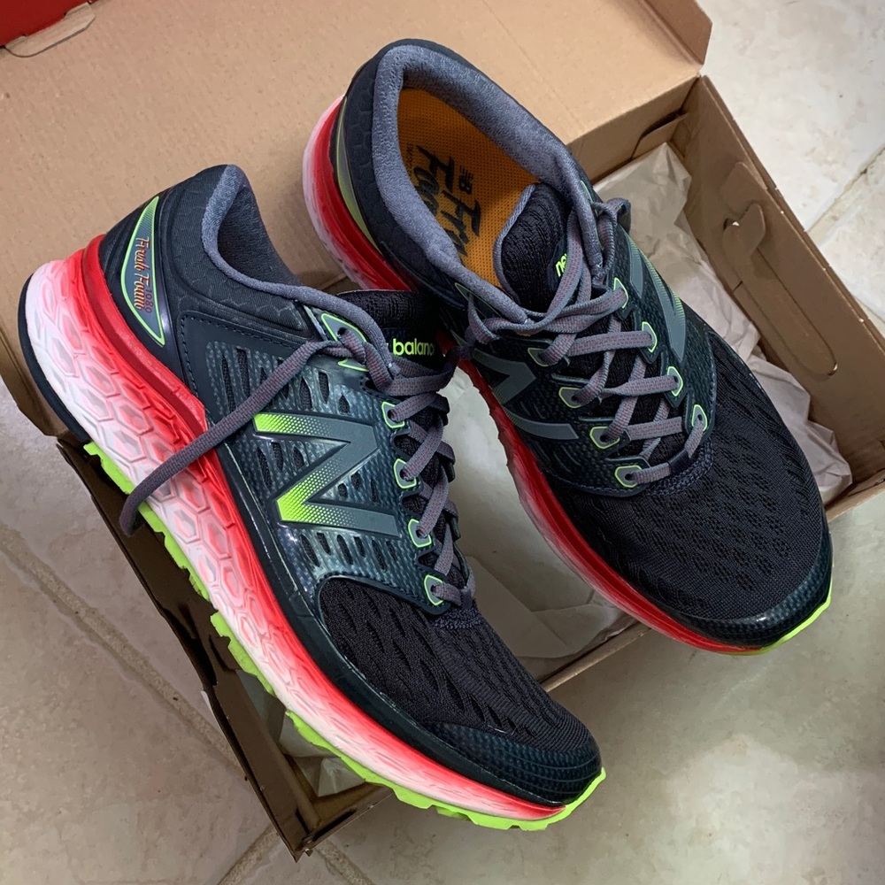 New Balance Foam Freah Red Gray Neon Green Shoes